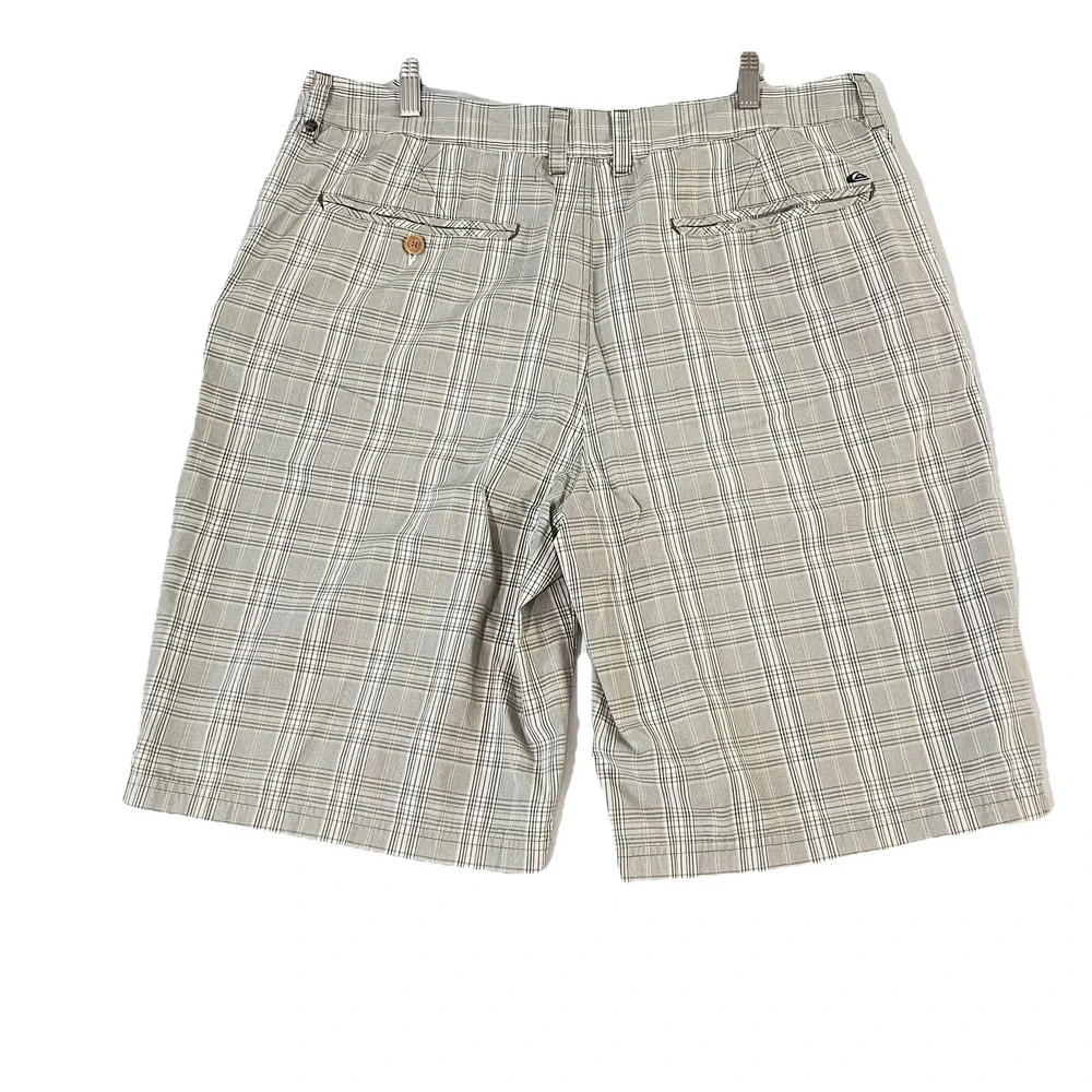 Quicksilver board Shorts Mens 38 white Gray Plaid‎ Chino Flat Front Comfort - Picture 4 of 7